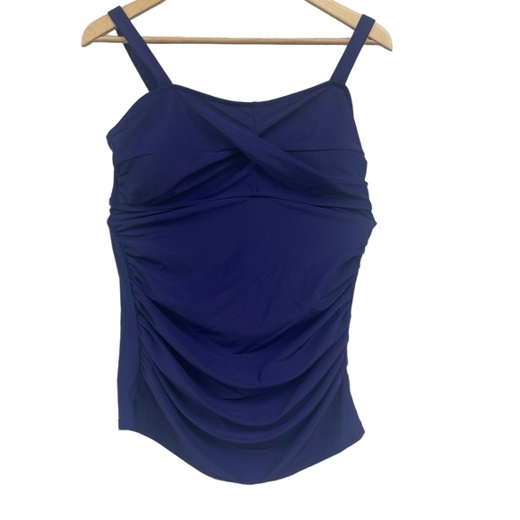NWT BloomChic Deep Purple Ruched Adjustable Strap Tankini Top Swimsuit 14-16 xxl - Picture 1 of 9